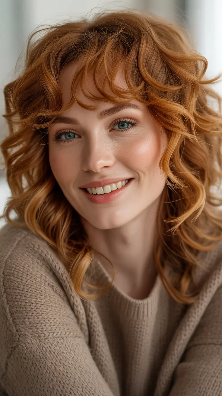 Best haircut ideas 2026 Modern Copper Shag With Soft Curls