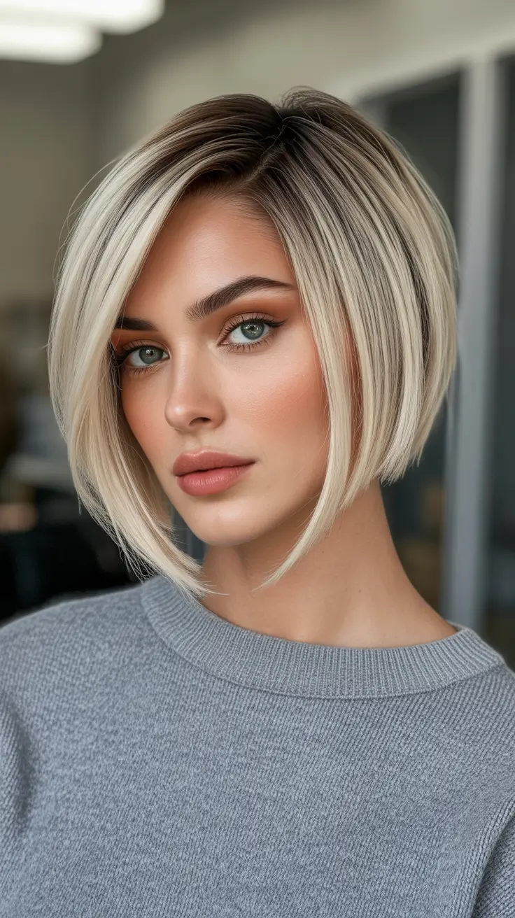 Best haircut ideas 2026 Sleek Blunt Bob With Lived In Roots