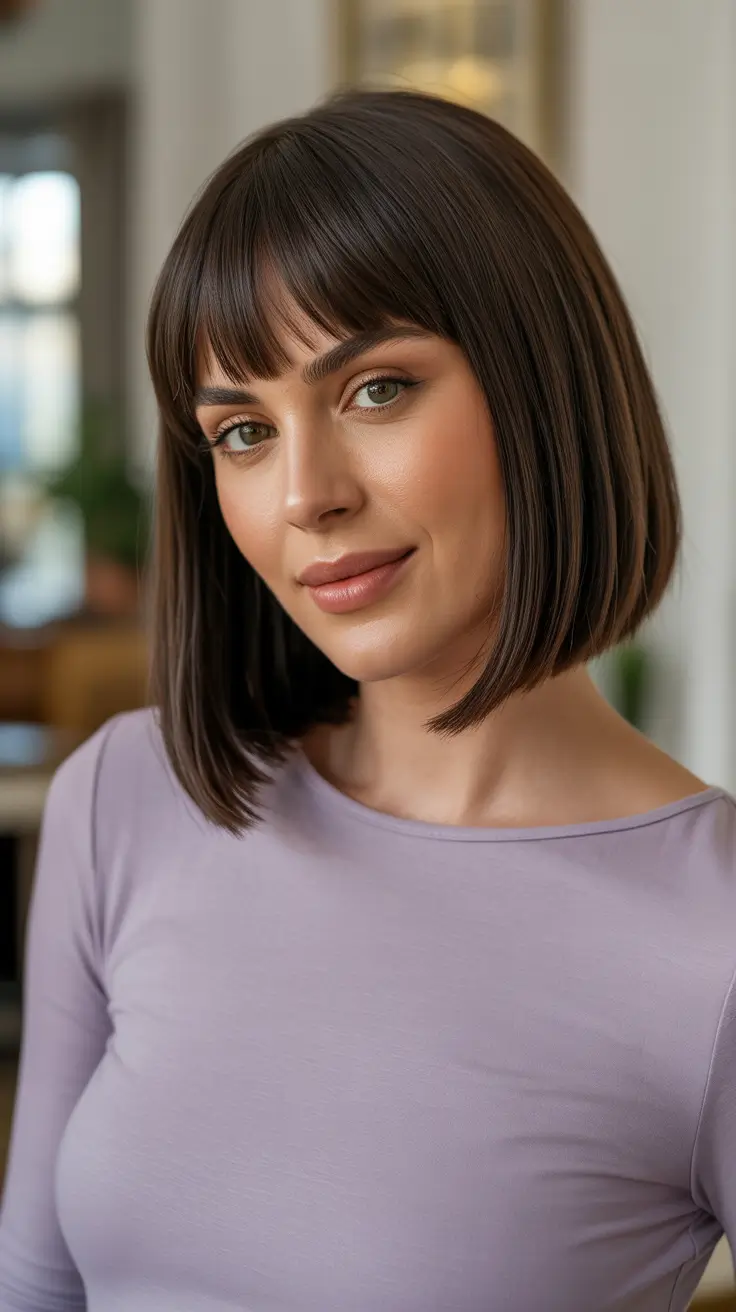 Best Haircut Ideas 2026 - Sleek French Bob With Soft Full Bangs