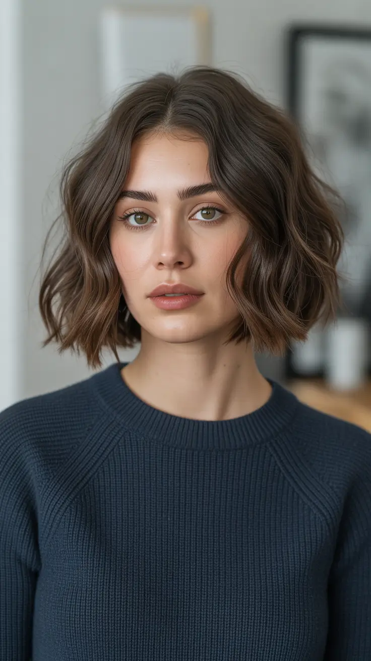 Best Haircut Ideas 2026 - Textured Chocolate Bob With Loose Waves