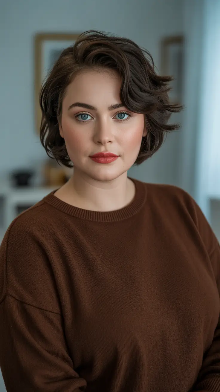 Best Haircuts For Plus Size Women 2026 - Side Swept Textured Short Bob