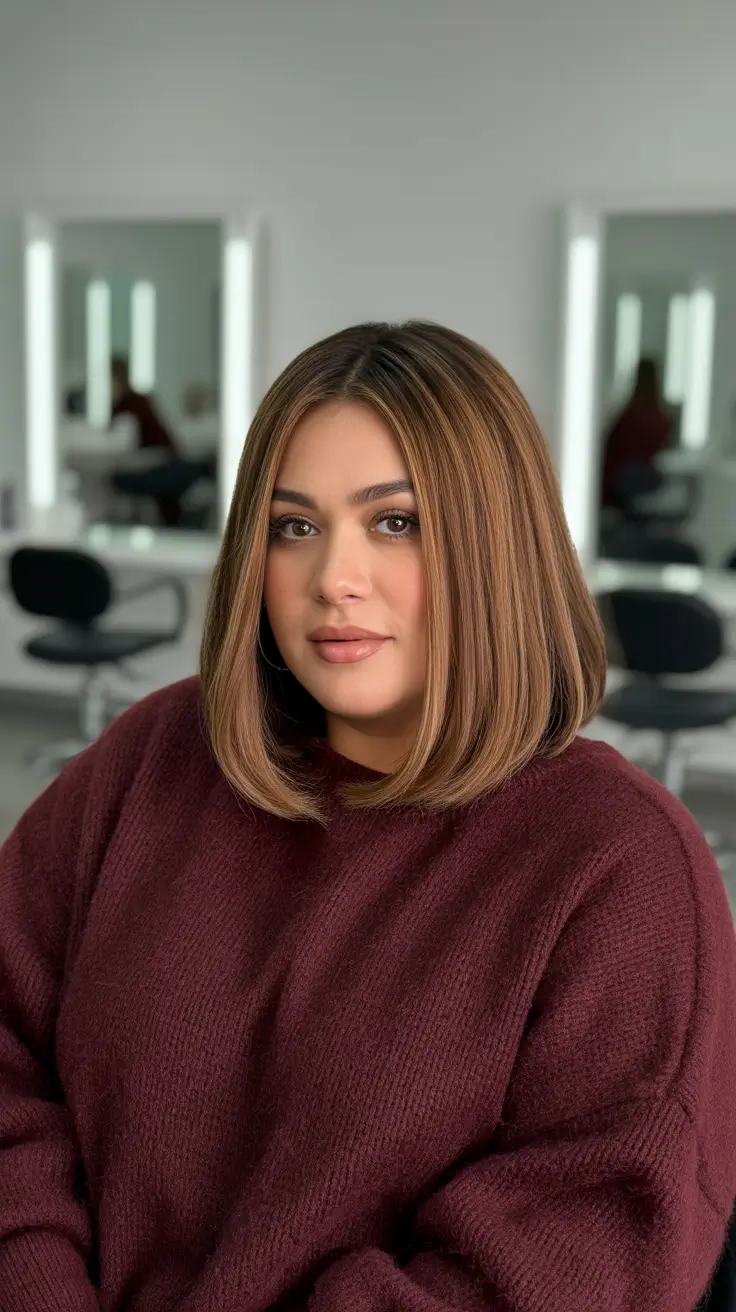 Best Haircuts For Plus Size Women 2026 - Sleek Salon Lob For Effortless Polish