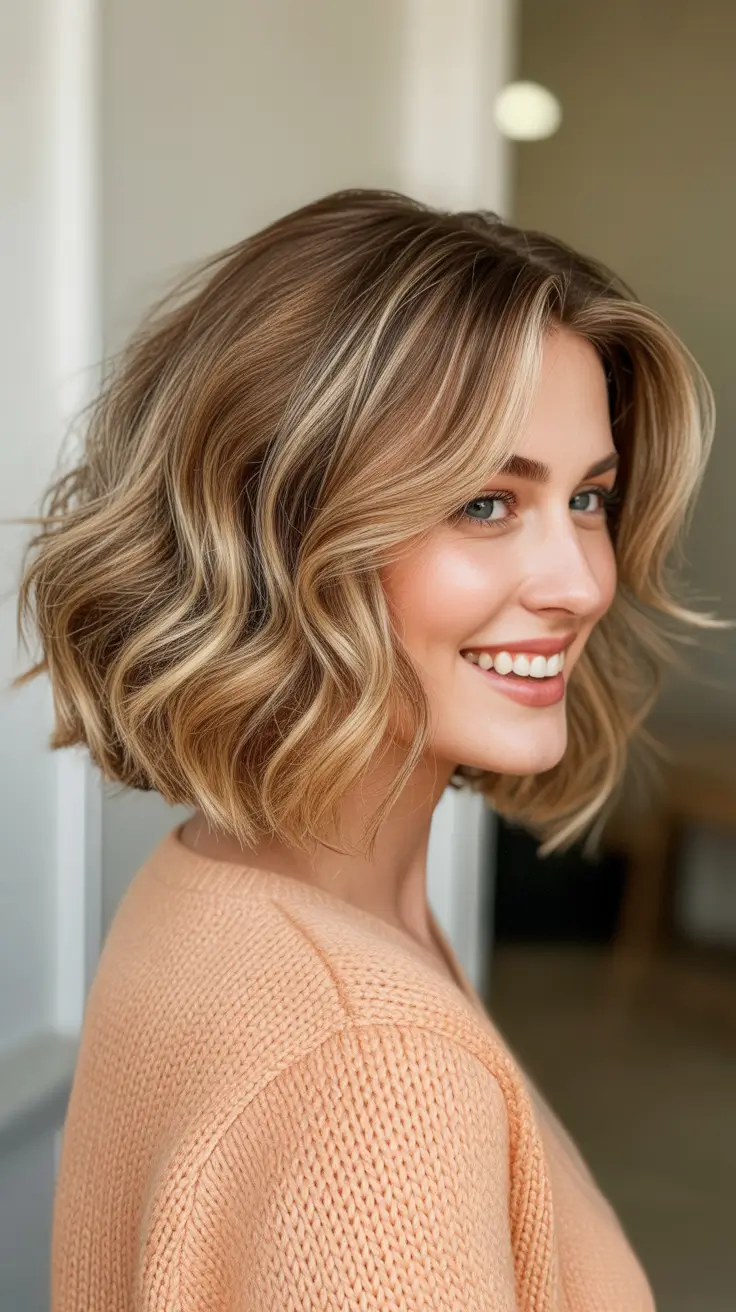 Honey Blonde Hair Color 2026 Golden Wavy Bob For Everyday Chic