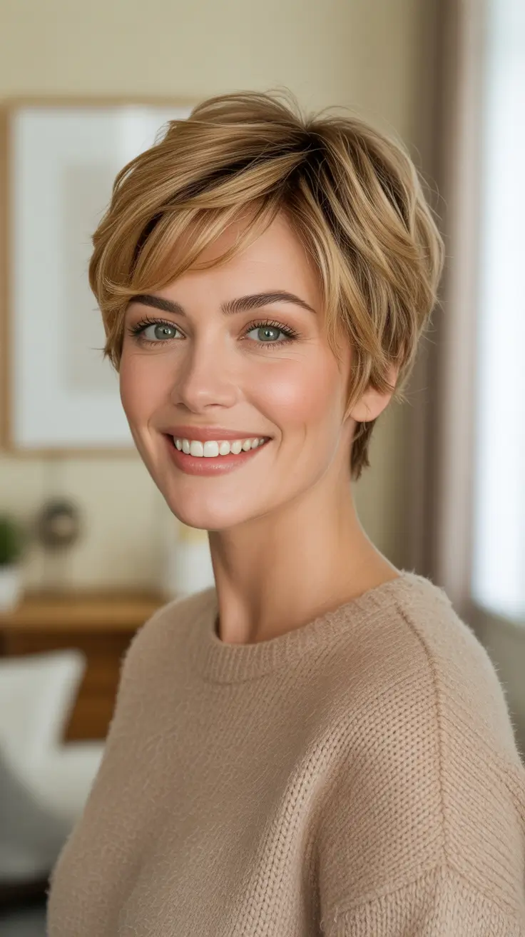 Honey Blonde Hair Color 2026 Polished Honey Blonde Pixie For A Fresh Start