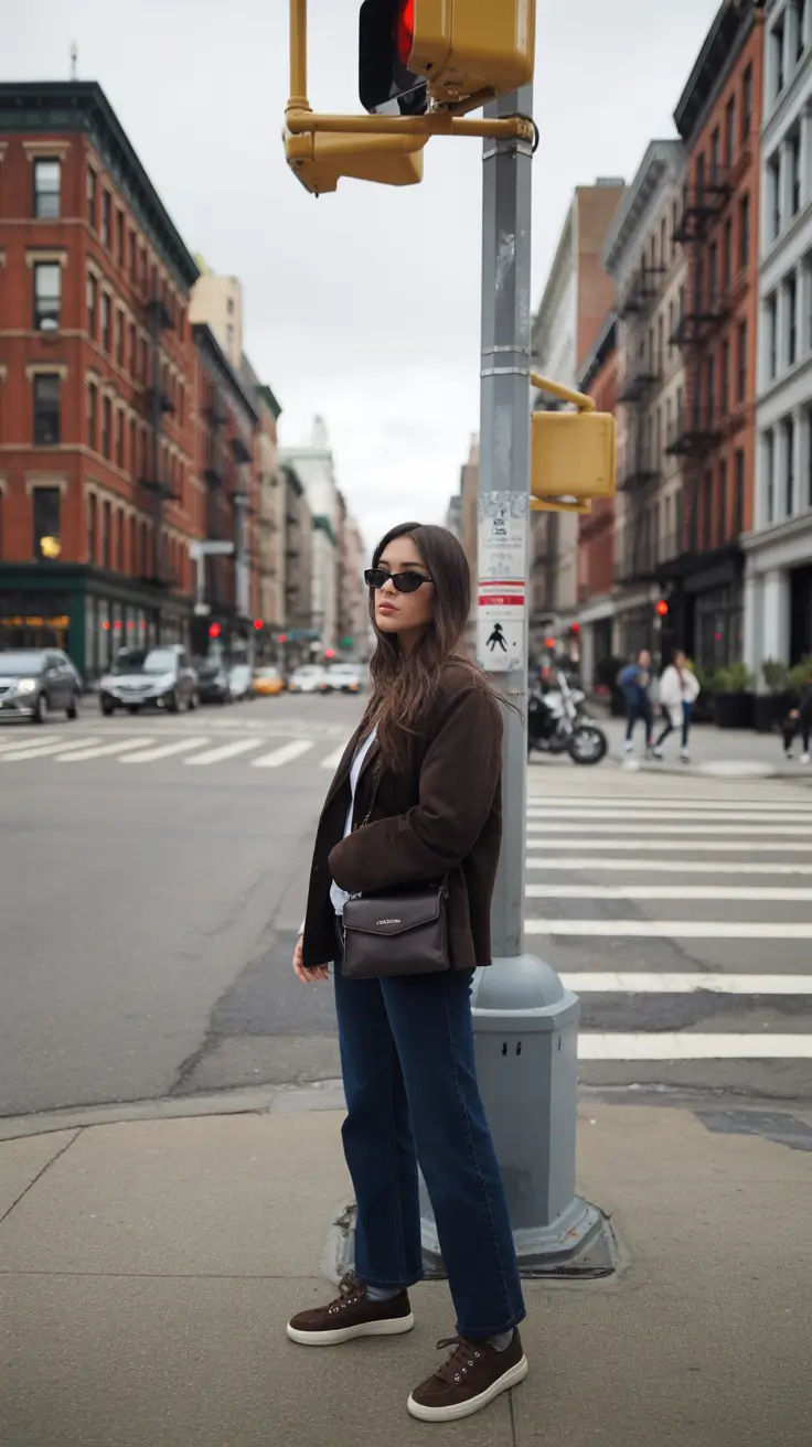 New York street style 2026 - Brown Blazer Energy, Downtown Pace