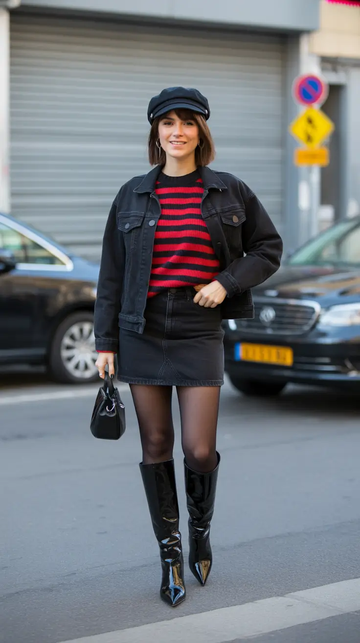New York Street Style 2026 - Striped Knit, Mini, And Patent Boots For City Nights