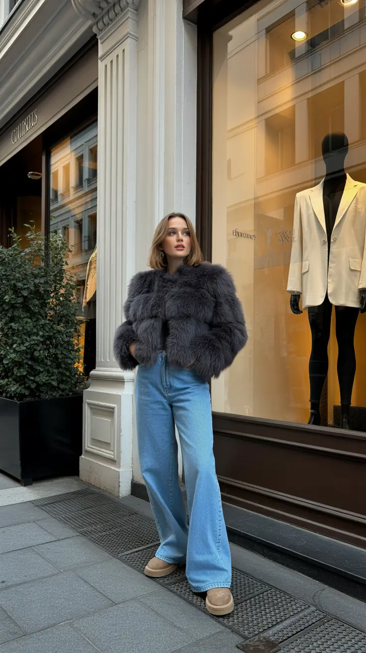 New York Street Style 2026 - Plush Faux Fur And Wide Denim, Cozy City Morning