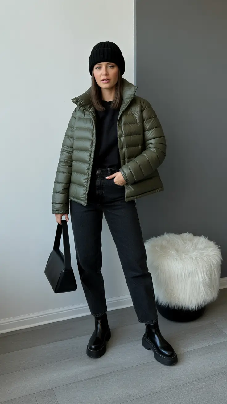 NEW outfit ideas 2026 - Puffer, Beanie, And Chunky Chelsea Boots