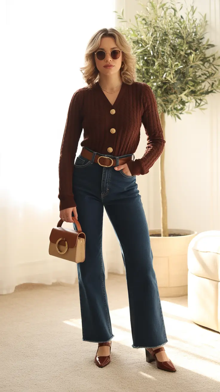 NEW outfit ideas 2026 - Cardigan And Bootcut Revival