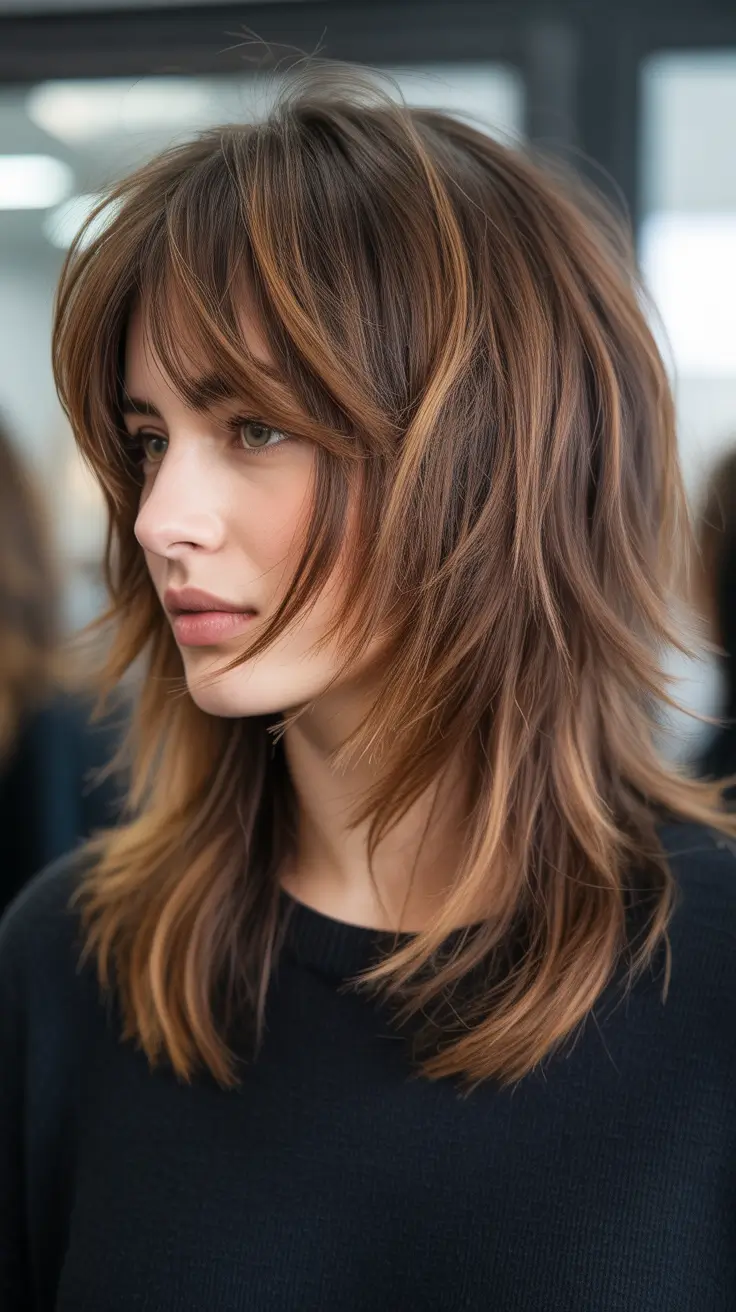 Modern Shag Hairstyles 2026 - Textured Midlength Shag With Face Framing Layers