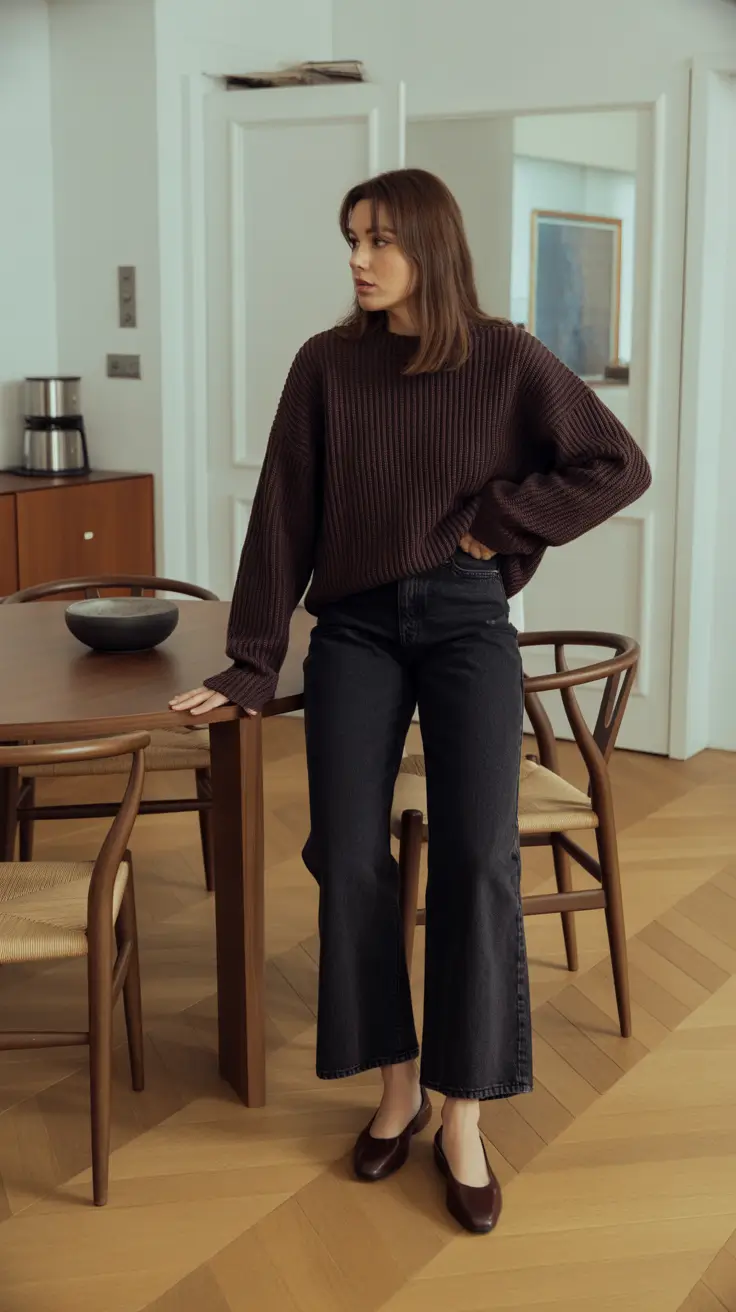 Fall sweater outfits 2026 - Chocolate Rib And Cropped Kick Flares