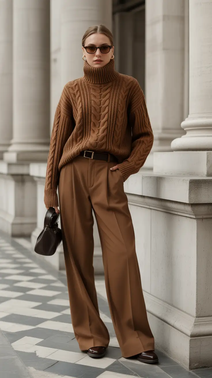 Fall sweater outfits 2026 - Cocoa Monochrome Power Knit