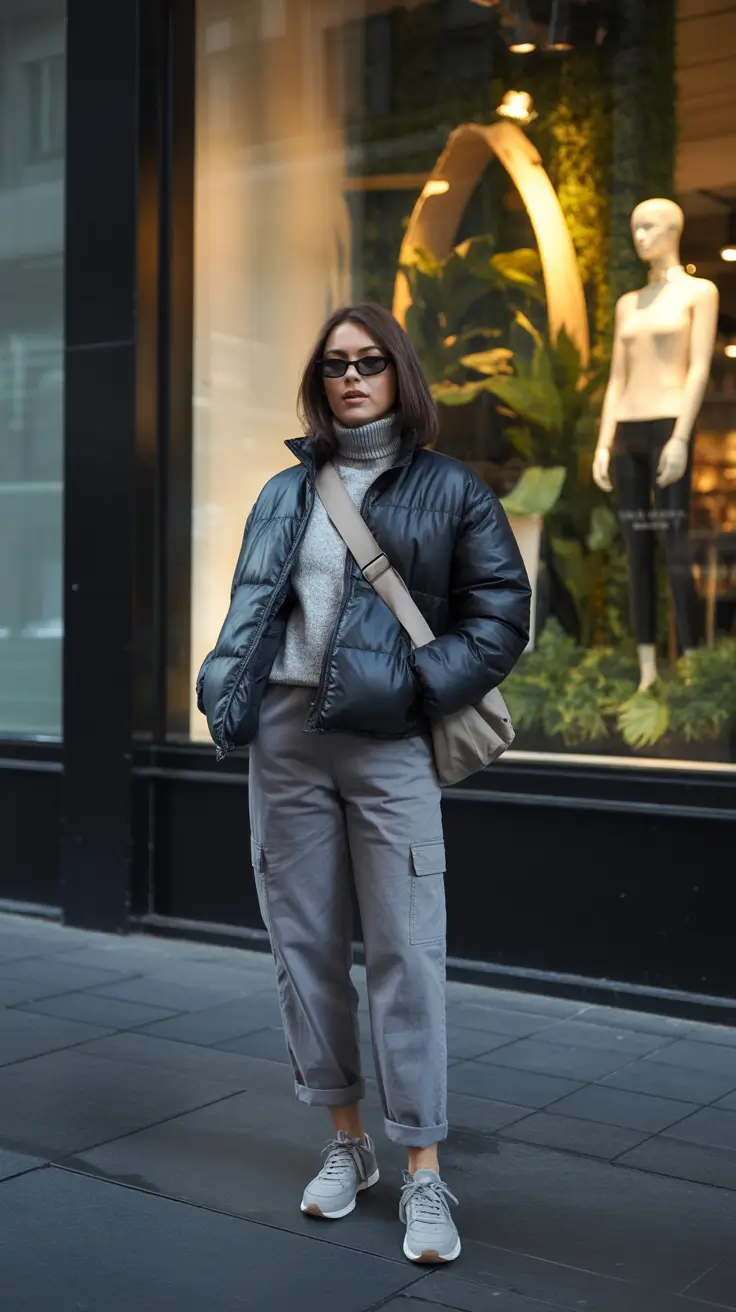 y2k outfits 2026 - Winter Puffer With City Cargo Pants