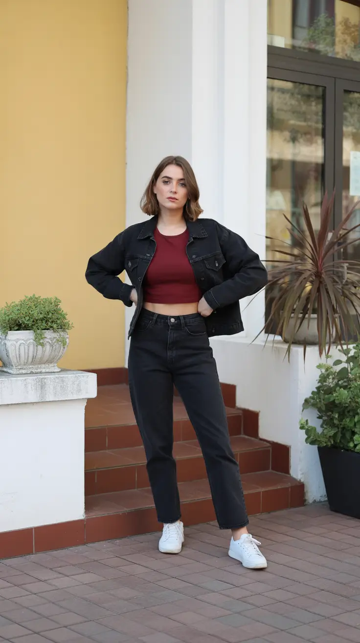 y2k outfits 2026 - Minimal Dark Denim Confidence