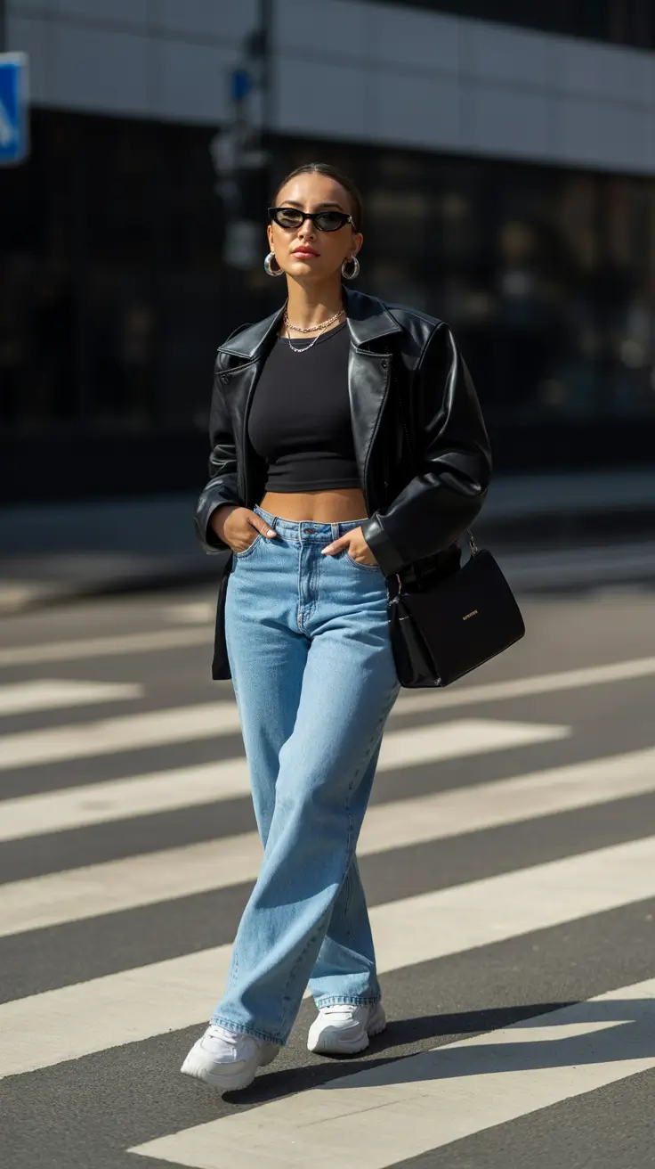 y2k outfits 2026 - Polished Leather Street Energy