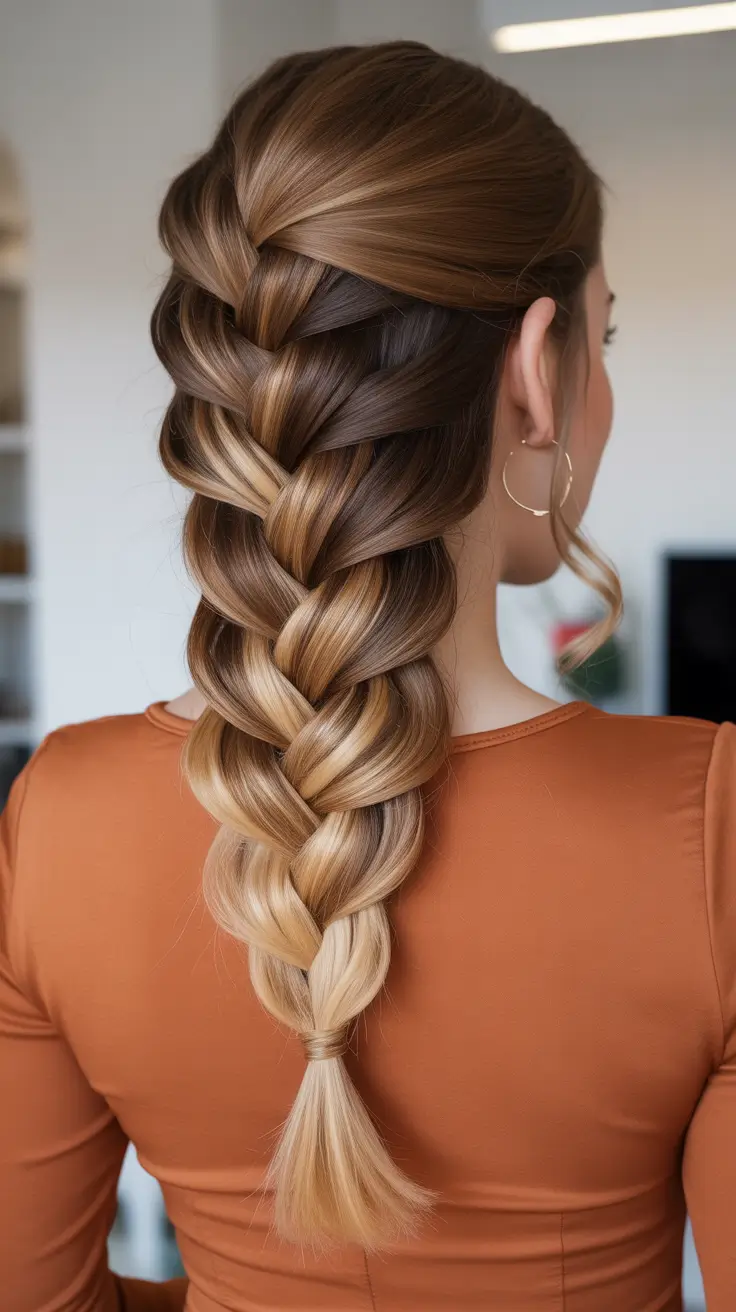 braids hairstyles - Thick French Braid With Caramel Balayage
