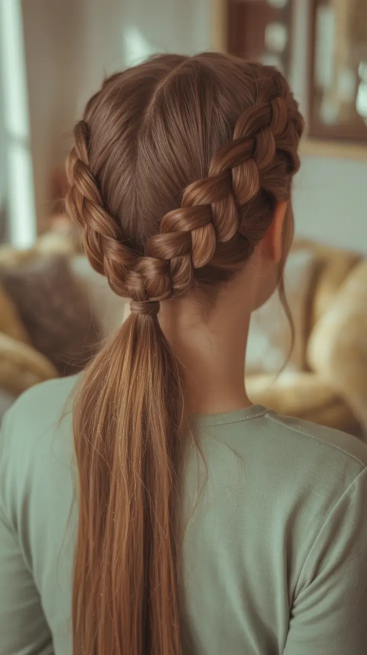 braids hairstyles - Braided Crown Ponytail For Everyday Wear