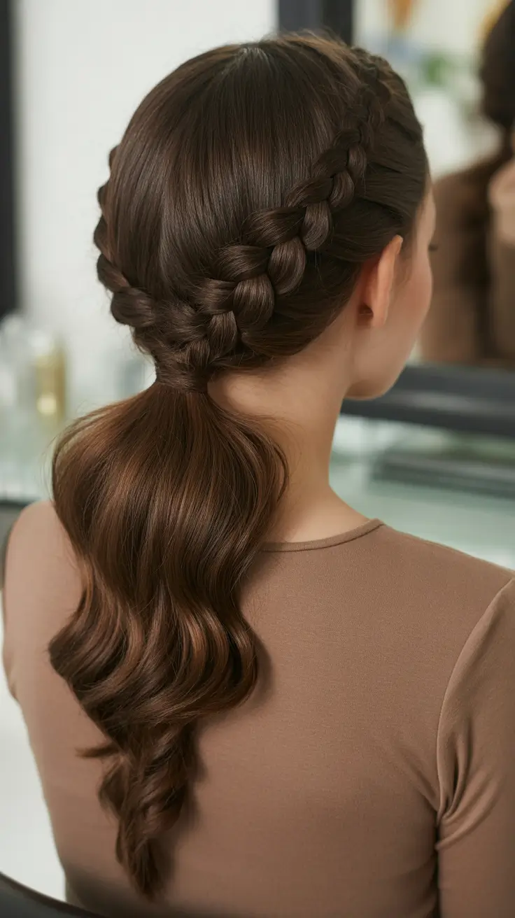 braids hairstyles - Classic Braided Headband With Polished Ponytail