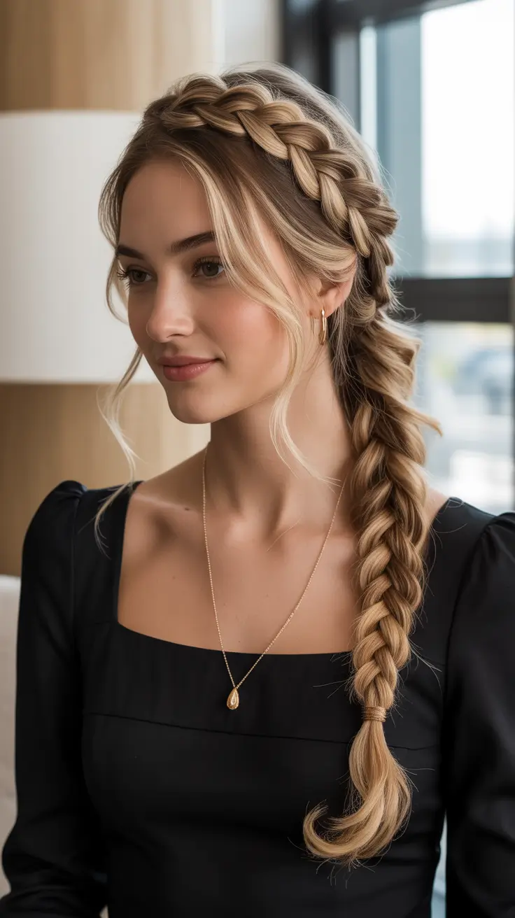 braids hairstyles - Elegant Side Crown Braid For Evenings Out