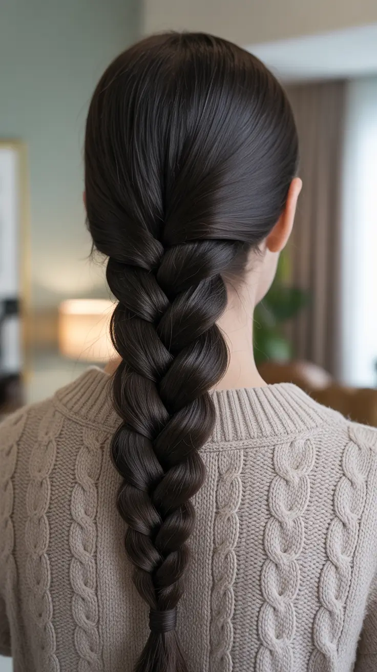Trendy Braid Hairstyle Ideas 2026 Minimalist Single Braid For Cozy Days