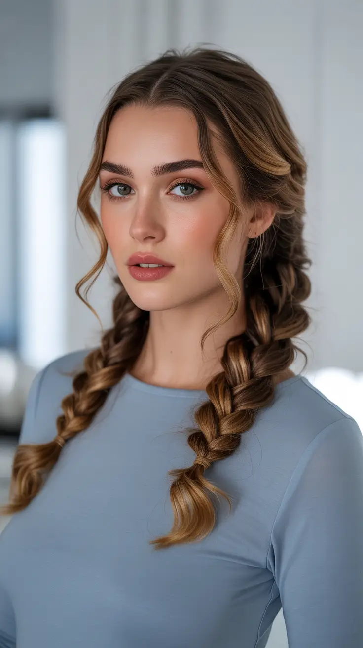 braids hairstyles - Soft Double Braids With Face Framing Curls