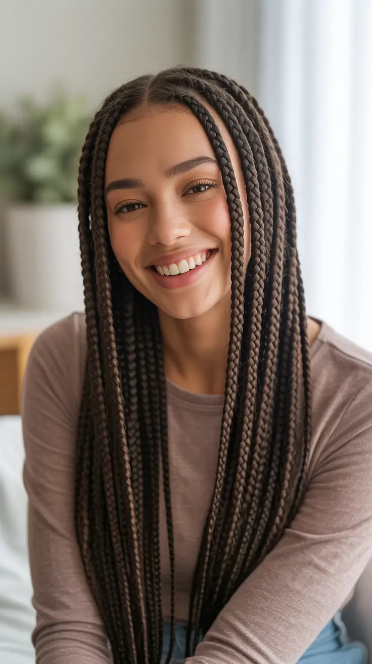 braids hairstyles - Classic Center Part Knotless Box Braids