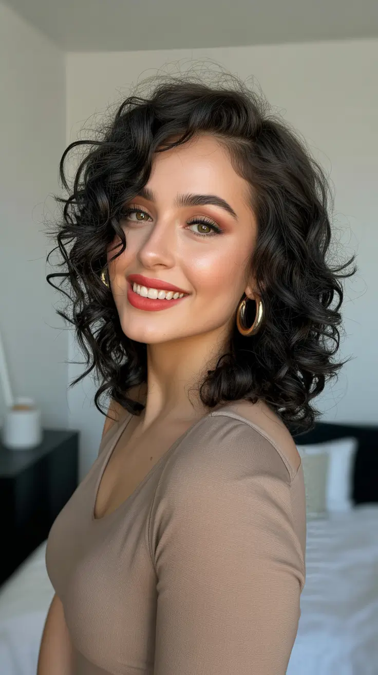 Cute curly hairstyles for women 2026 - Side Part Curly Lob With Soft Volume