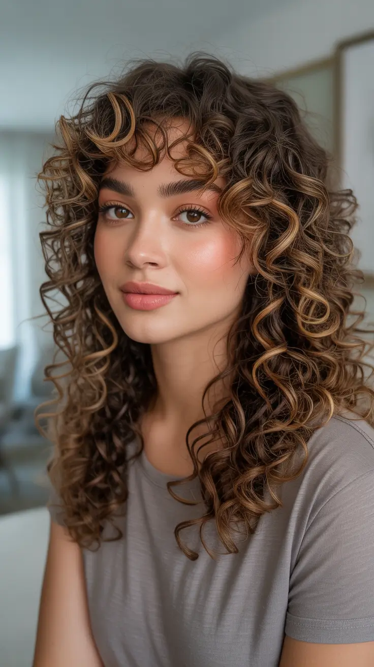 Cute curly hairstyles for women 2026 - Soft Layered Curls With Youthful Fringe