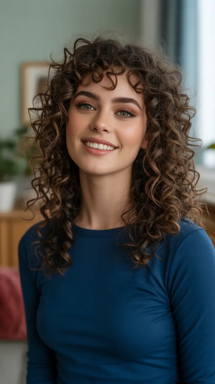 Cute curly hairstyles for women 2026 - Playful Shoulder Curls With Airy Fringe