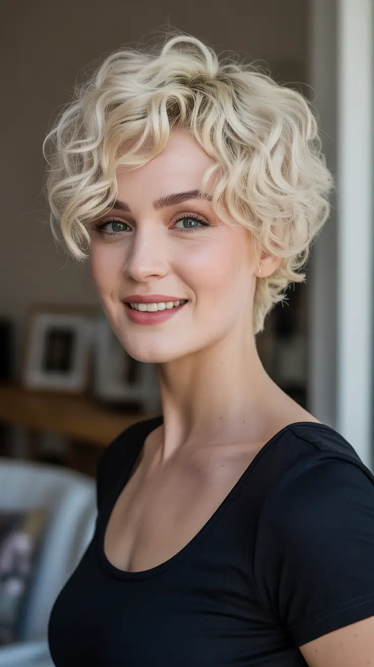 Cute curly hairstyles for women 2026 - Blonde Curly Crop With Soft Waves