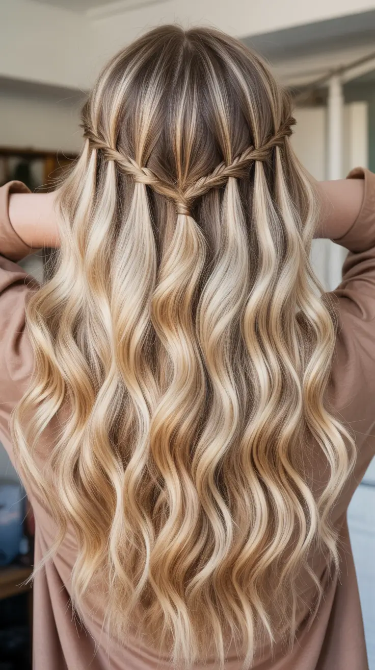 Cute hairstyle ideas 2026 Soft Wavy Half Up Twist Crown