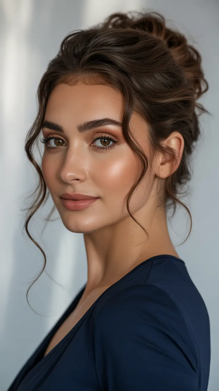 Cute hairstyle ideas 2026 Soft Textured Updo With Loose Tendrils