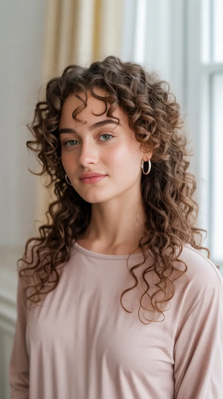 Cute hairstyle ideas 2026 Curly Shag With Soft Face Framing Bangs