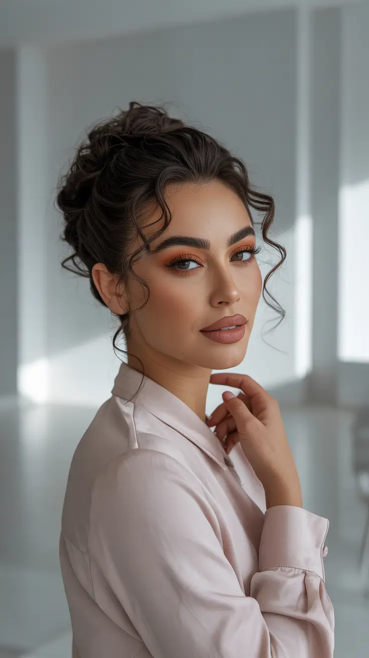 Cute hairstyle ideas 2026 Romantic Curly Updo With Face Framing Pieces