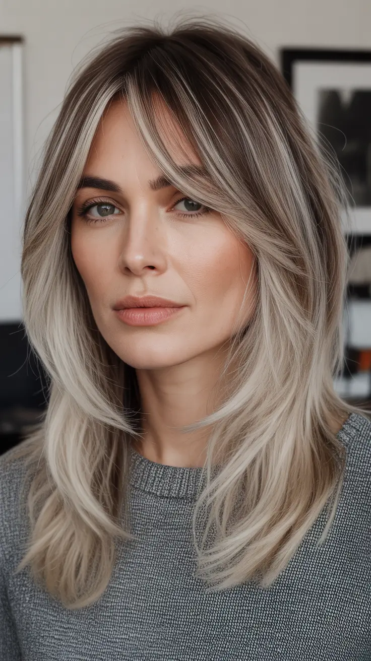 haircuts for women over 40 2026 - Soft Shadow Blonde Butterfly Layers