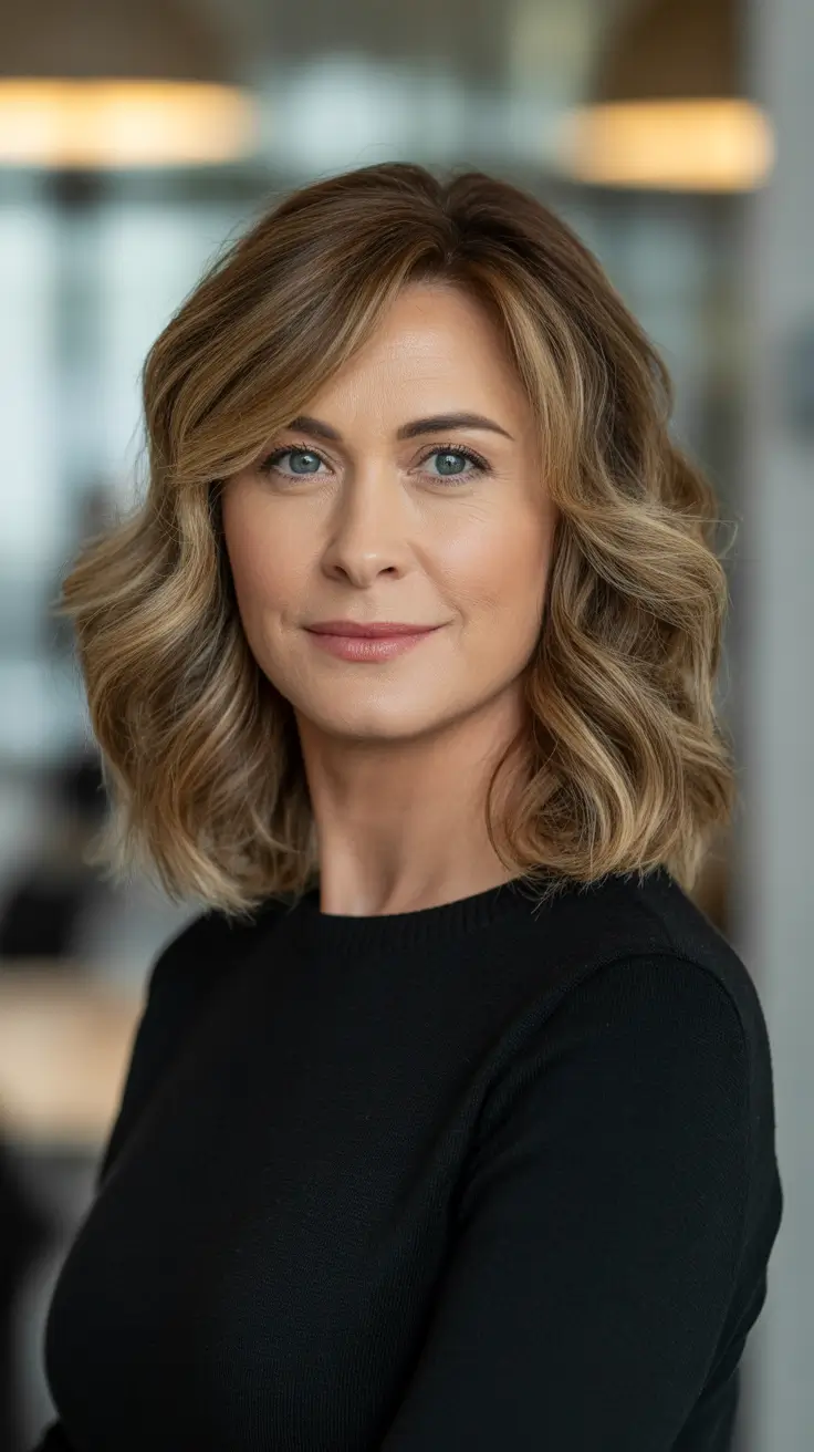 Best haircuts for women over 40 2026 Lived In Lob With Soft Balayage