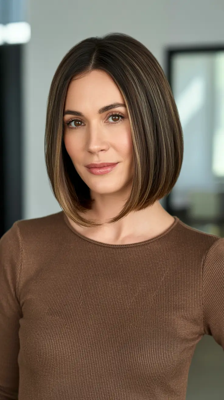 haircuts for women over 40 2026 - Polished Chestnut Classic Bob