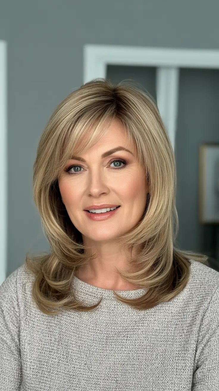 Best Haircuts For Women Over 50 2026 - Blended Blonde Layers At Shoulder Length