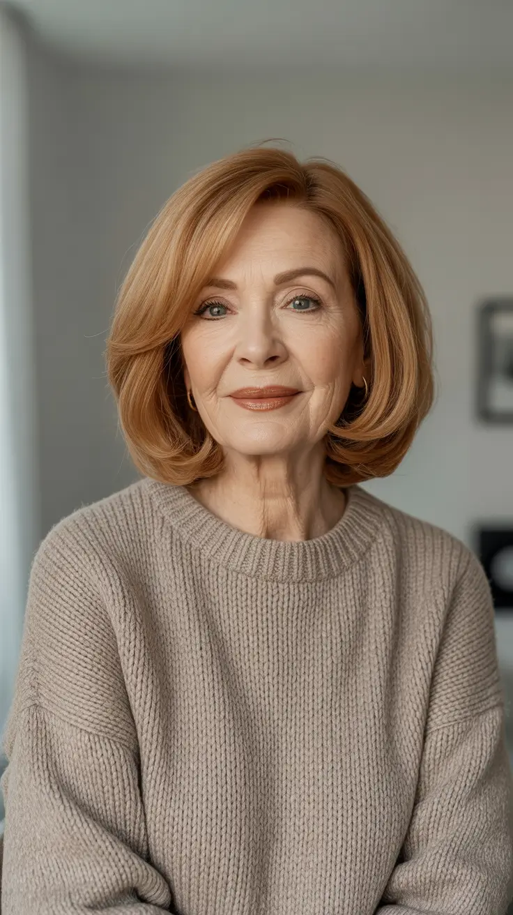 Best haircuts for women over 60 2026 - Soft Honey Bob With Tucked Ends