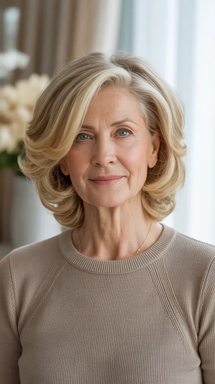 Best haircuts for women over 60 2026 Shoulder Length Blowout With Soft Volume