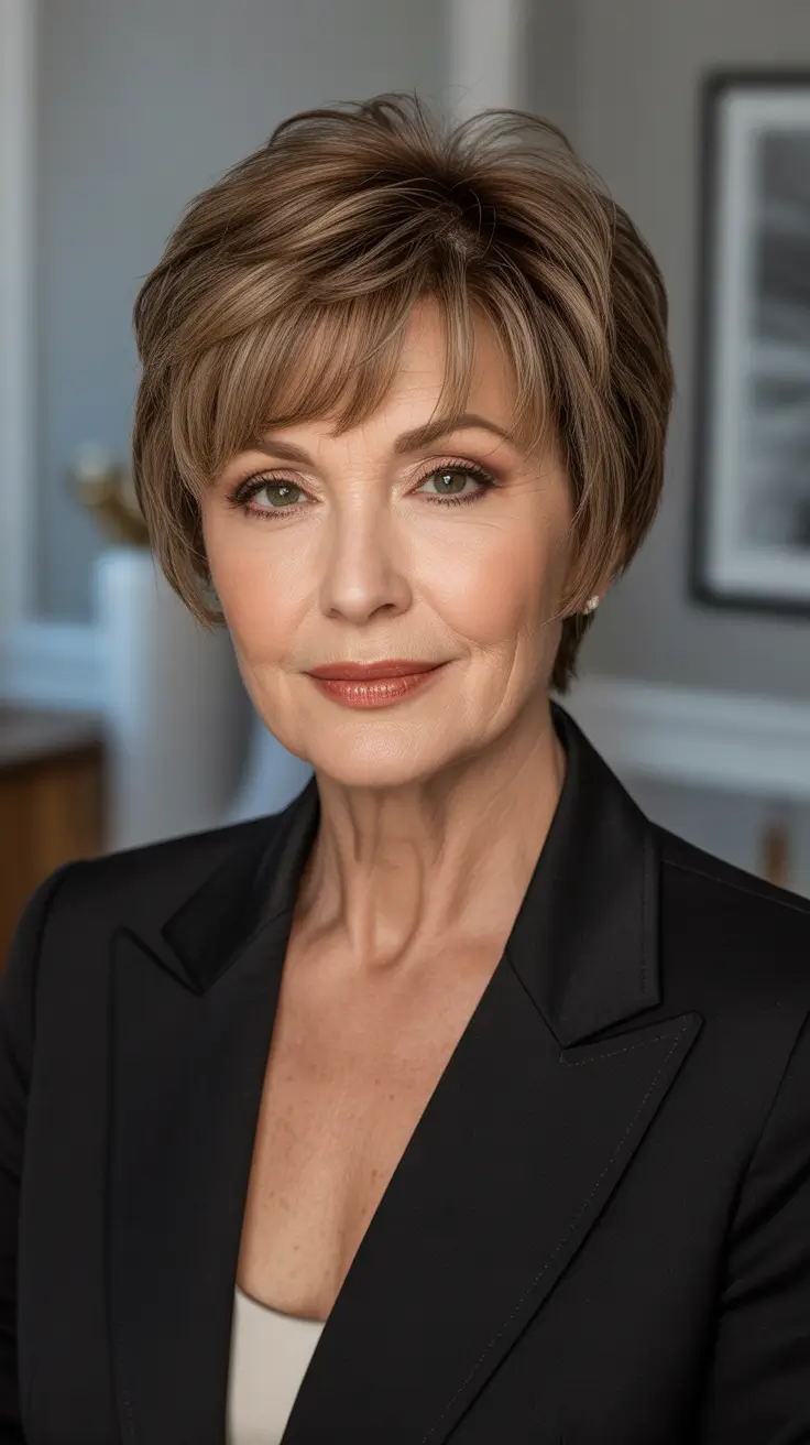 Best haircuts for women over 60 2026 Polished Short Pixie Bob For Everyday Confidence