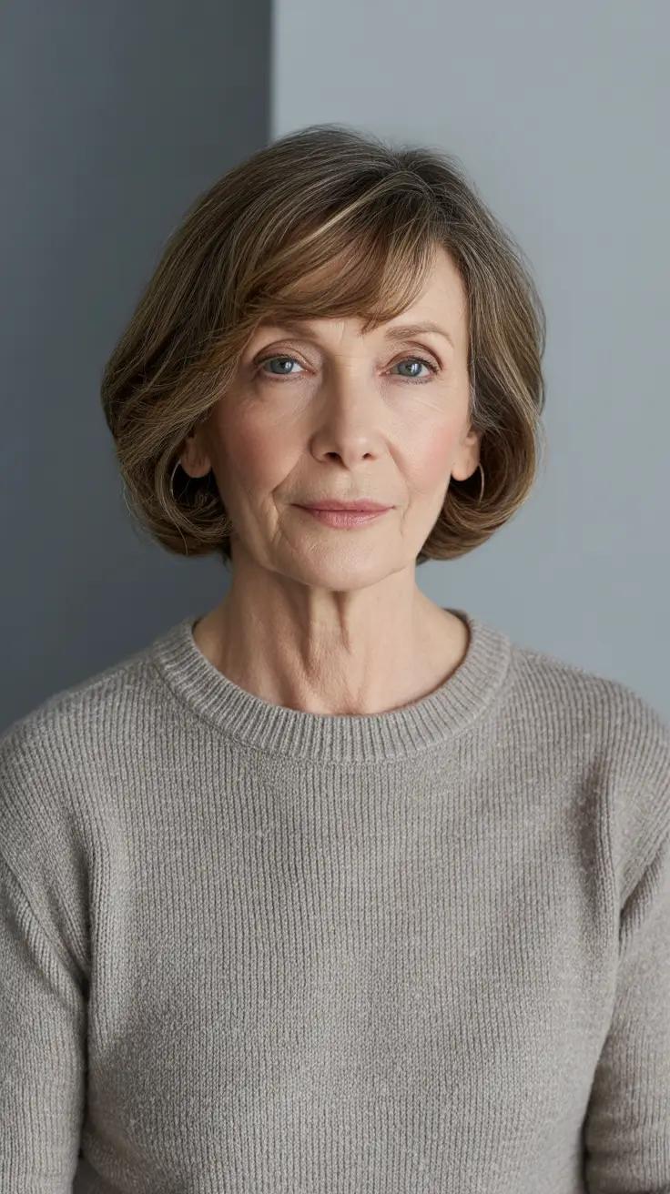 Best haircuts for women over 60 2026 Soft Sweater Bob For Minimal Effort Days