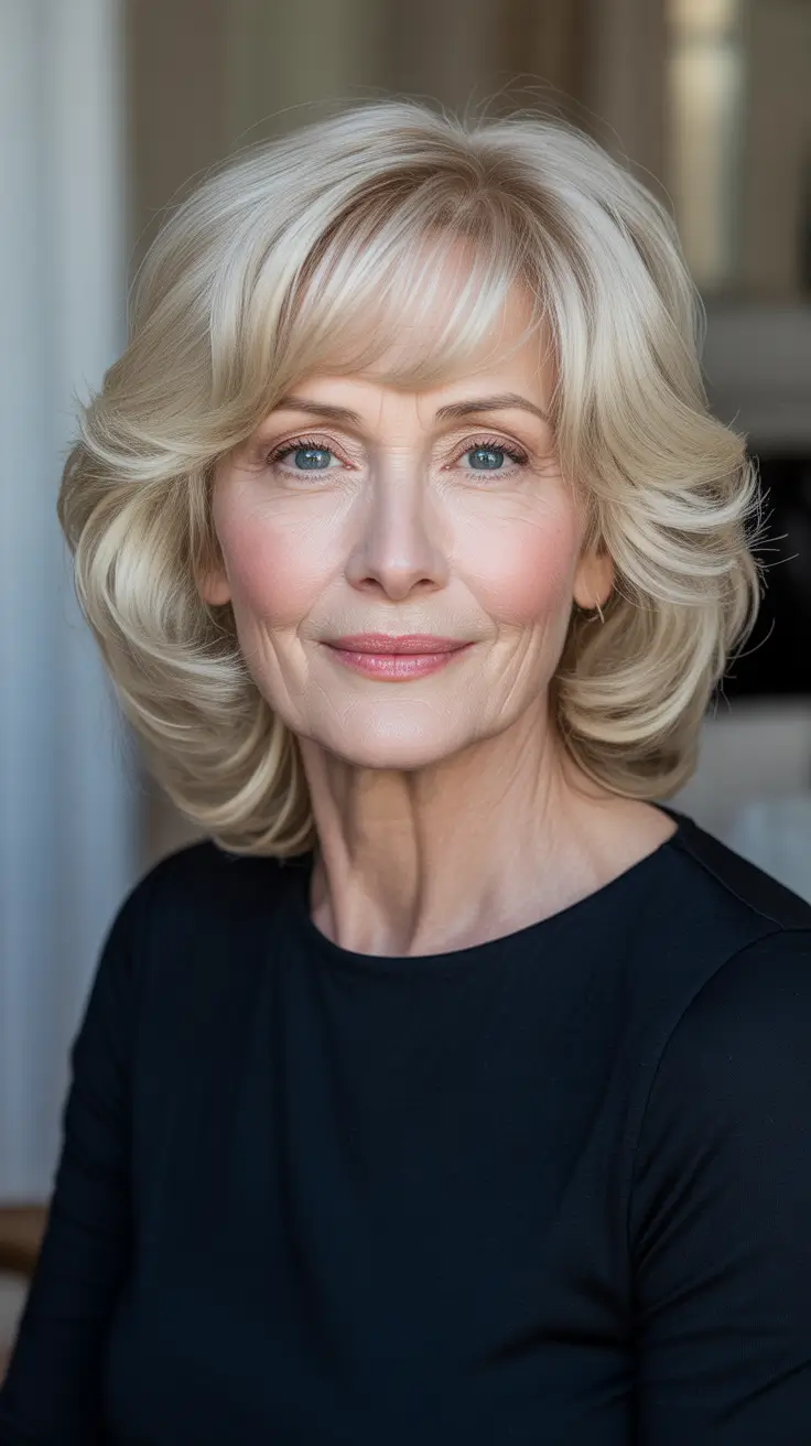 Best haircuts for women over 60 2026 Voluminous Blonde Shag For A Soft Lift