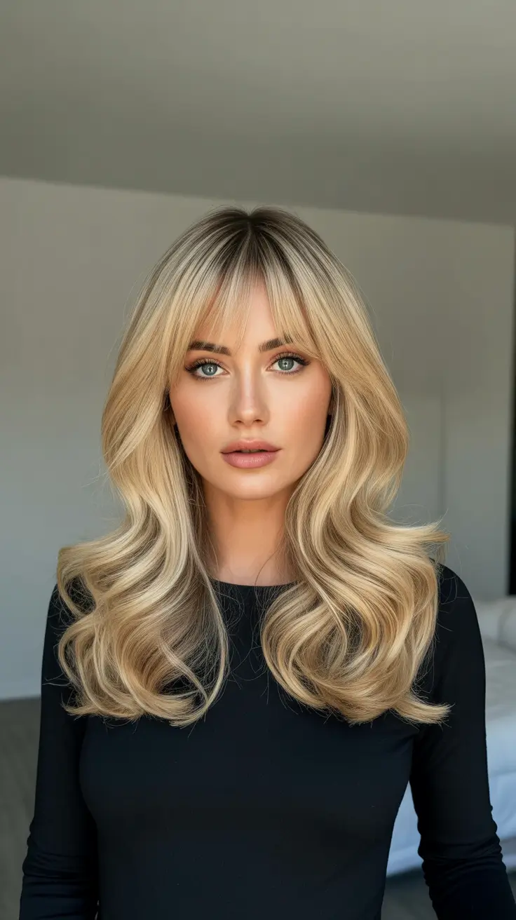 Best Haircuts With Bangs 2026 Glam Long Layers With Feathered Curtain Bangs