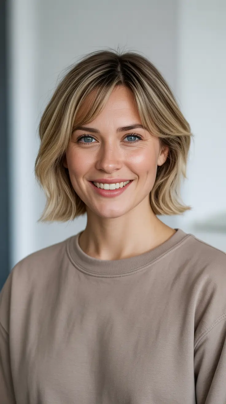 Best haircuts with bangs 2026 Airy Short Bob With Soft Bangs