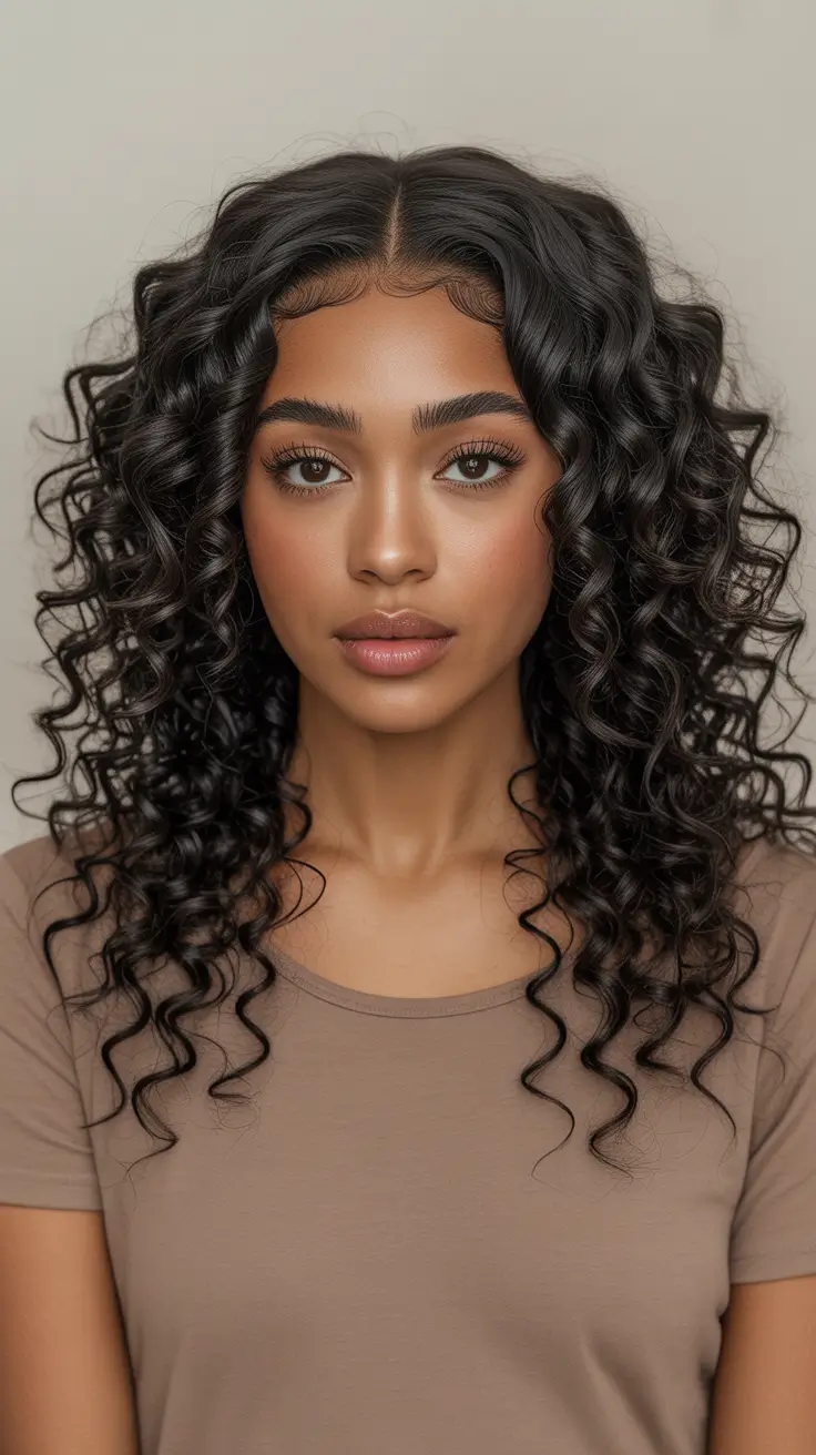 Trendy hairstyles for black women 2026 Defined Midlength Curly Center Part