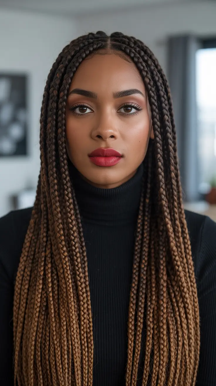 Trendy hairstyles for black women 2026 - Extra Long Ombre Box Braids For Drama