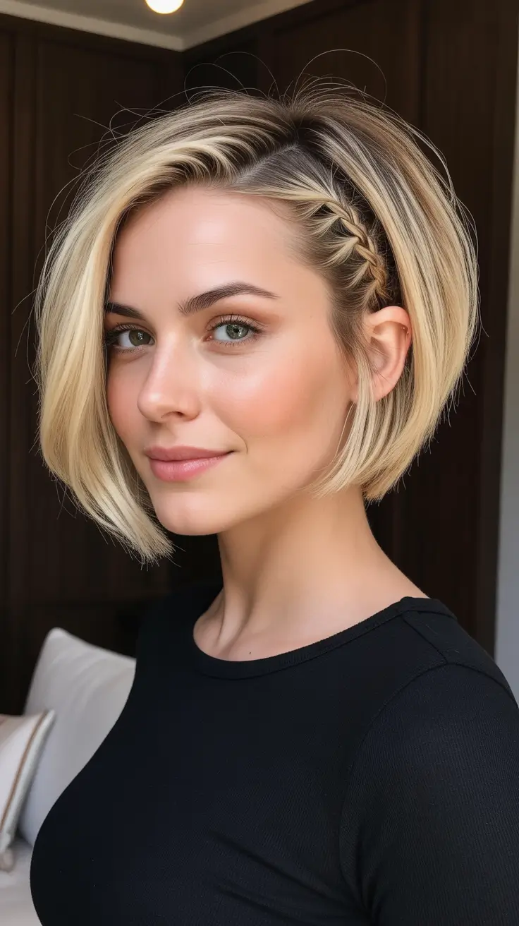 Trendy hairstyle ideas 2026 - Blunt Bob With Braided Detail