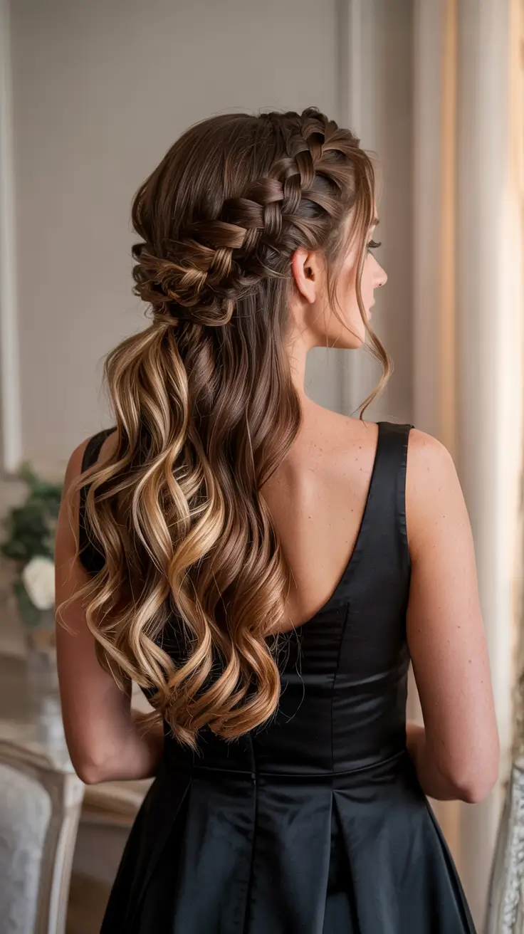 Trendy hairstyle ideas 2026 - Romantic Braided Half Up Curls