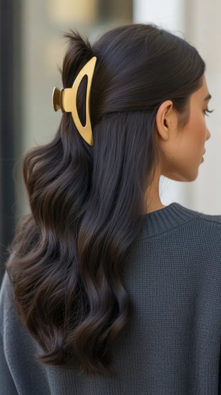 Trendy hairstyle ideas 2026 - Soft Glossy Waves With Statement Clip